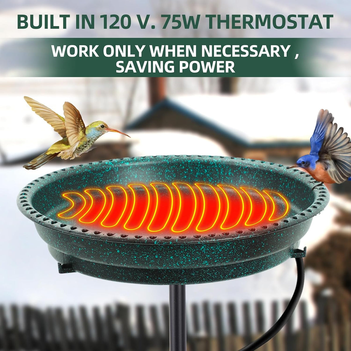 Heated Bird Bath with Stand – Thermostatic, Ice-Free All Winter