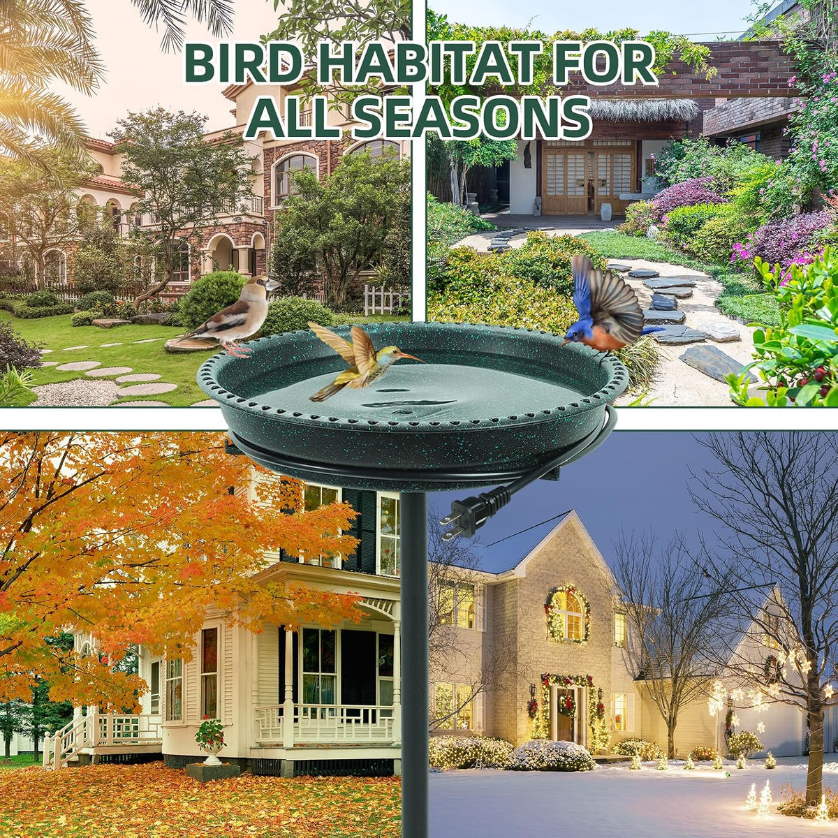 Heated Bird Bath with Stand – Thermostatic, Ice-Free All Winter