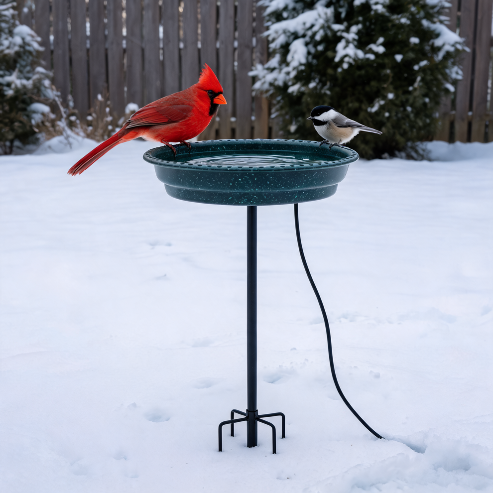 Heated Bird Bath with Stand – Thermostatic, Ice-Free All Winter – Open ...